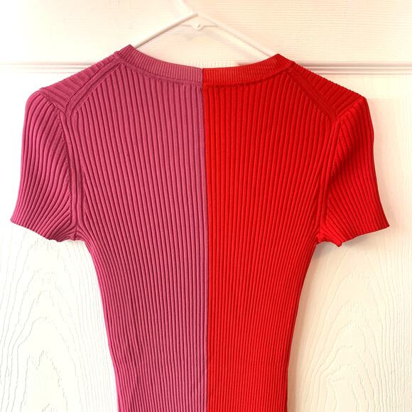 Staud Colleen Two-Tone Ribbed Knit Dress in Lollipop Size M - Picture 7 of 10